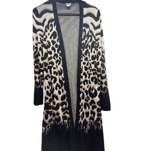 Chico's Black and Tan Animal Print Cardigan